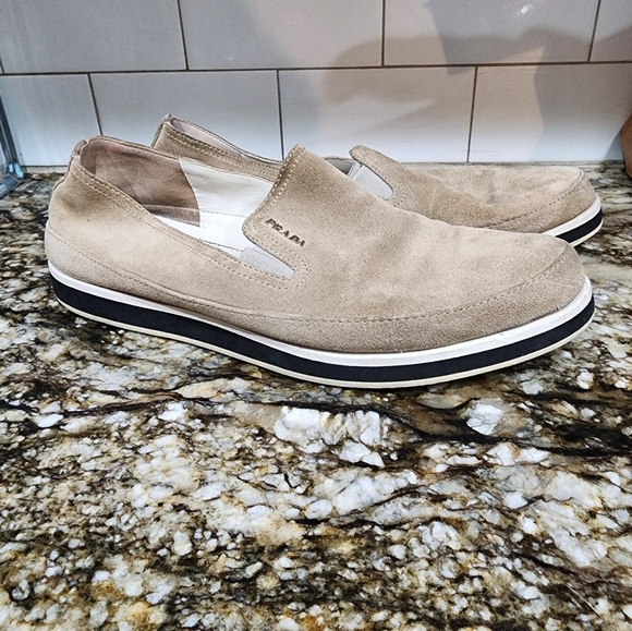 Prada Shoes - Tan Prada Slip ons